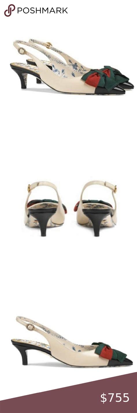 gucci yellow kitten heels|Gucci kitten heel slingback.